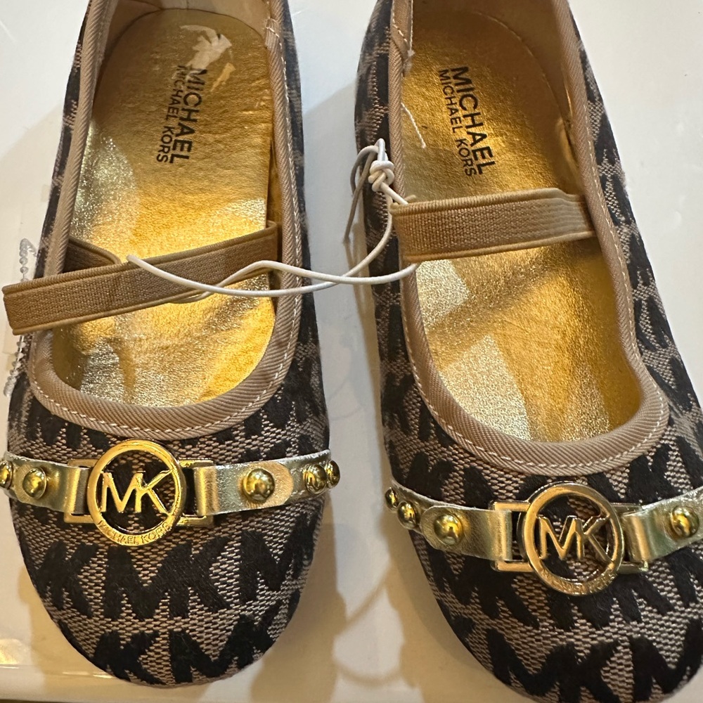 Michael Kors Black and Gold Dress Shoes with Metallic Accents